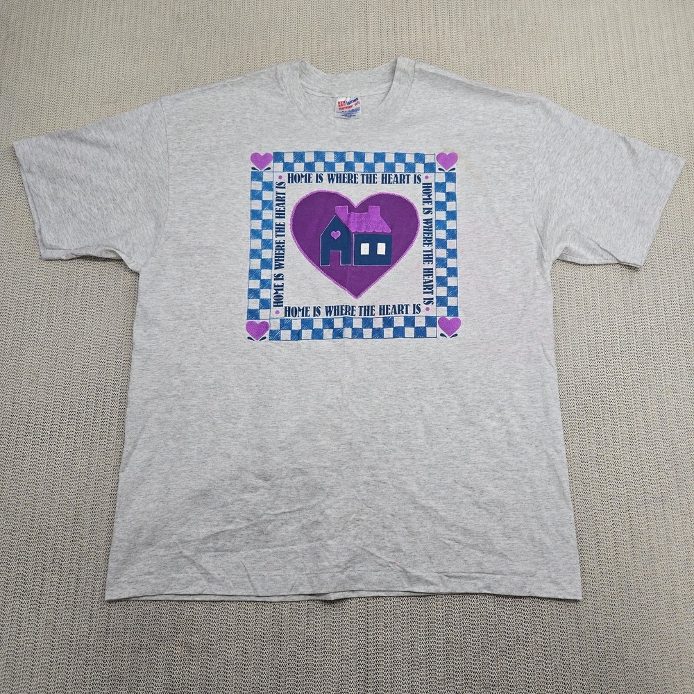 Vintage Home Is Where The Heart Is Shirt Mens Womens XL Hanes 90s Graphic Tee